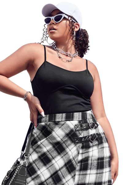 

plus solid bustier cami o0mb#, Black