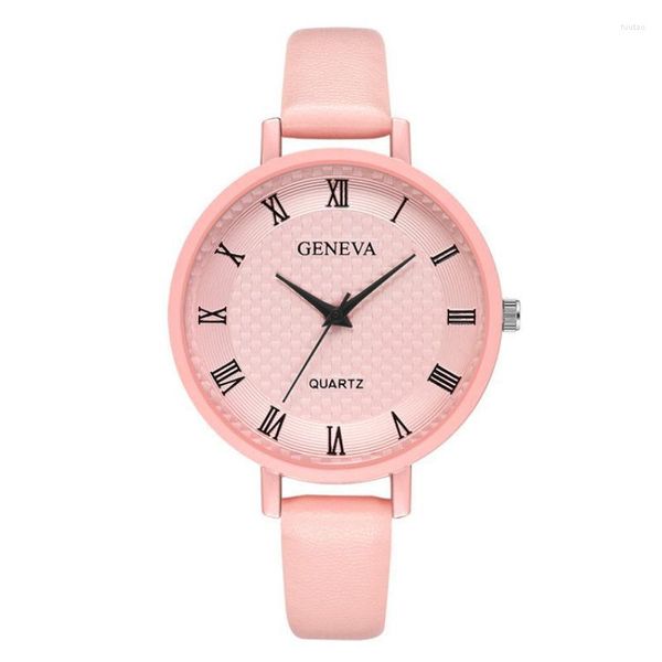 Avanadores de pulso 2022 Ladies Watches Fashion Casual Women Genebra Pink Leather Band Bandz Assista Small Bayan Kol Saati