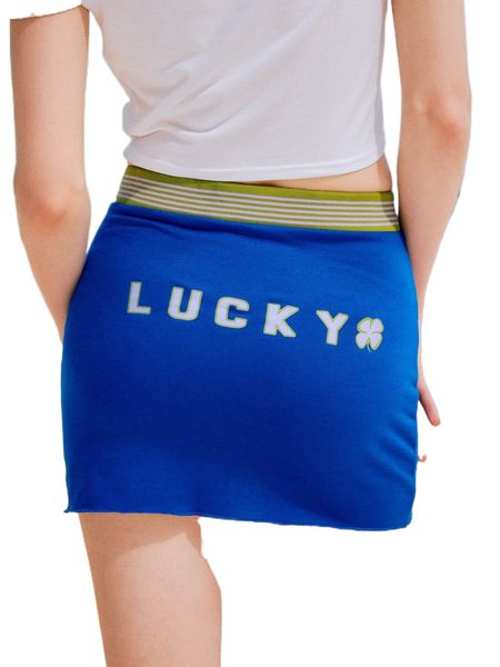 

romwe y2k revival striped tape letter graphic skirt y6hx#, Black