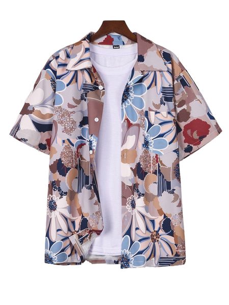 

romwe guys floral shirt without tee c0bp#, White;black