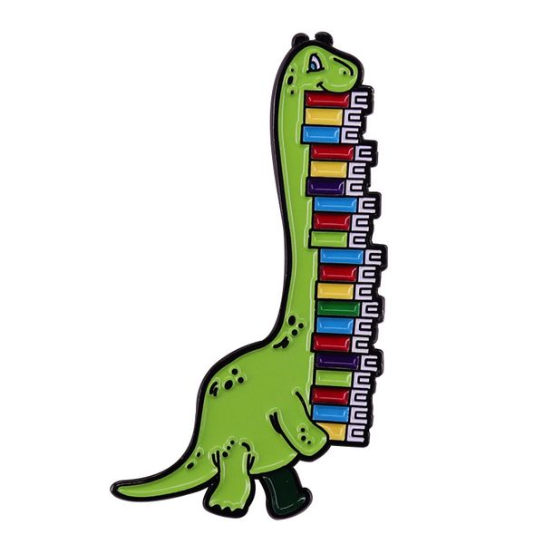 

dinosaur and books enamel pin custom reading habit animal brooch bag clothes lapel pin badge cartoon jewelry for kid, Blue