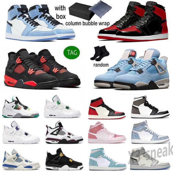 

2022 men women basketball shoes 1s 1 bred patent black white oreo 4 4s sail university blue red thunder tour yellow mens trainers sports
