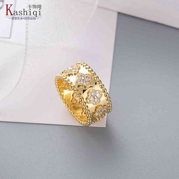 2024 anéis caleidoscópio anel feminino minoria design senso de moda simples trevo jóias banhado a ouro rosa