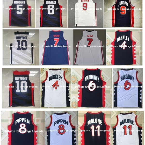 Na85 Retro Basketball Jersey 23 Michael Jor dan 2012 Team USA Bryant Kevin Durant James Larry Bird 1992 USA Charles Barkley Karl Malone Penny