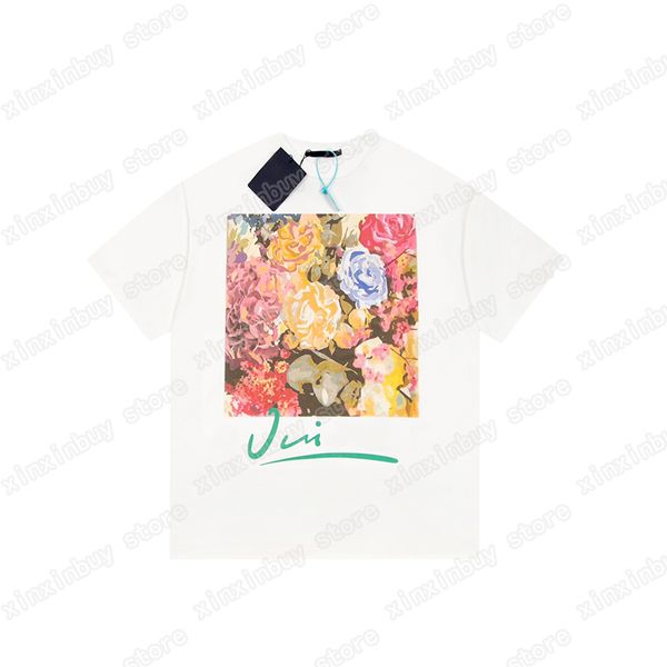 

22ss men women designers t shirts tee flowers plants letter cotton short sleeve crew neck streetwear black white xinxinbuy xs, White;black