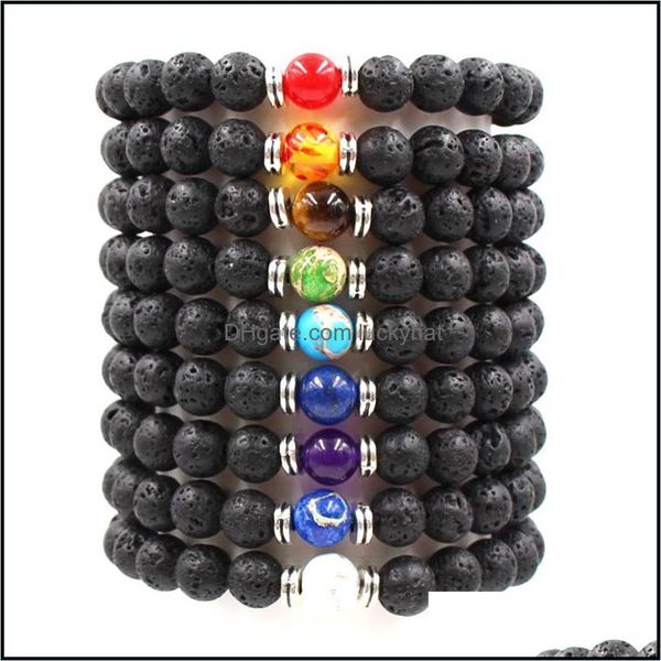 

charm bracelets jewelry black volcanic lava stone 8mm yoga beads natural stones stretch beaded essential oil diffu dhf0x, Golden;silver