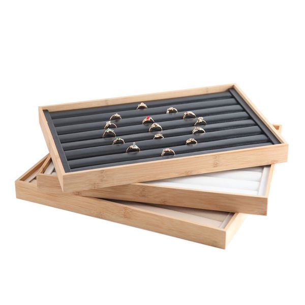 

mordoa arrival bamboo wood jewelry display jewellery tray ring holder necklaces organizer bracelets showcase pendants box 220617, Black;blue