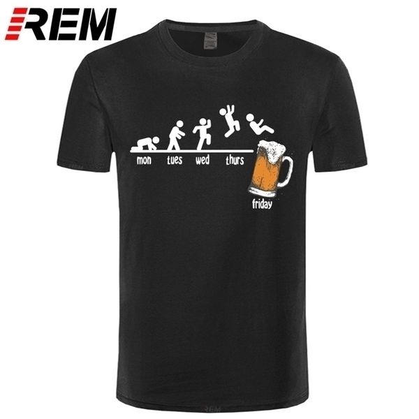Venerdì Bere alla birra O Neck Men T-Shirt Programma di tempo divertente martedì mercoledì giovedì Stampa digitale T-shirt di cotone 220509