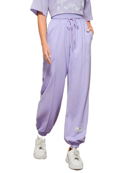 

modely patch detail drawstring waist sweatpants y5q9#, Black;white