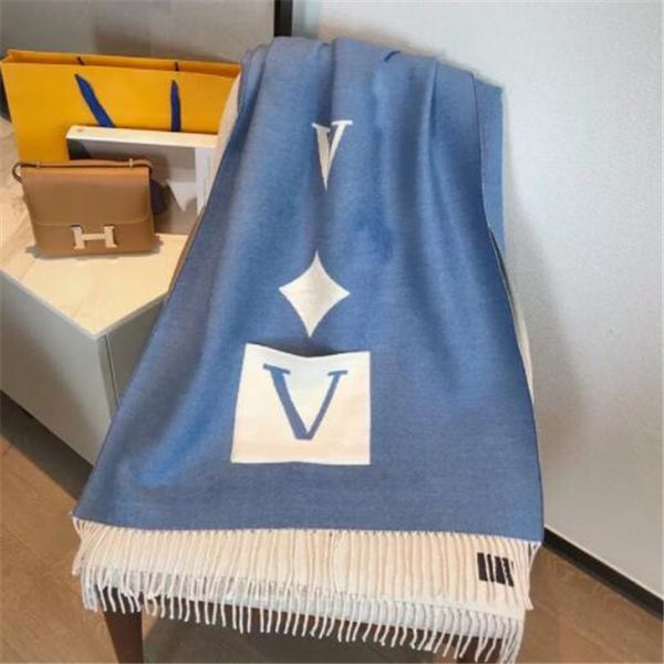 

classic designer scarves geometric patterns winter letters print cashmere scarf for women warm plaid shawl wraps, Blue;gray