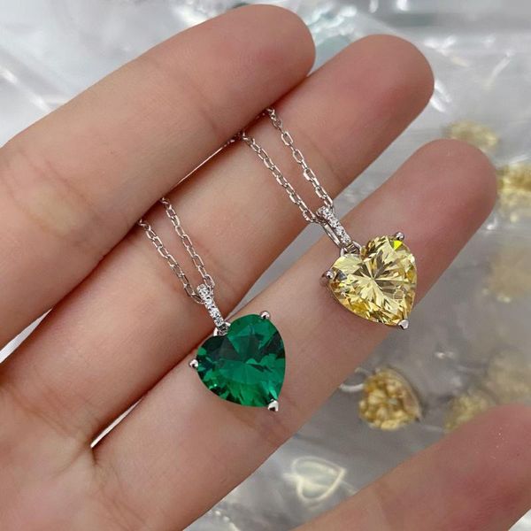 Colares pendentes Moda Mulher Green Zircão Pedra 925 Jóias de Prata Esterlina Cristal Genétrico CARELO DE DIAMILO AMARELO DIAMA