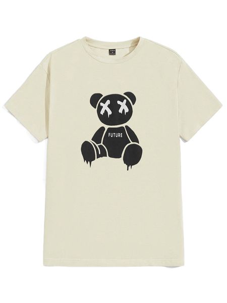 

men bear print tee j0z3#, White;black