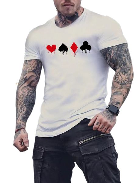

men playing card print tee u2ge#, White;black