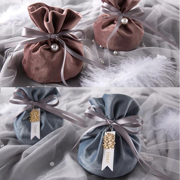Suchme Velvet Jewelry Bags w/ Pearl Charm - 10pcs Cloth Pouches for Weddings, Parties & Gifts.