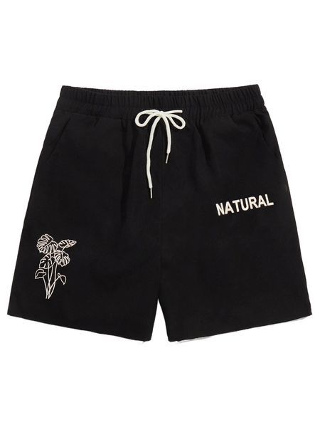 

romwe guys tropical letter graphic drawstring shorts d5nf#, White;black