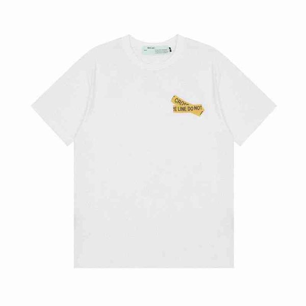 

factory direct sales designer new brand short sleeve wholesale off words pattern t-shirt ow fashion round neck pullover, White;black