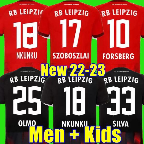 

22 23 rb nkunku leipzigs silva soccer jersey 2022 2023 rbl football jerseys haidara olmo szoboszlai poulsen klostermann forsberg laimer adam, Black;yellow