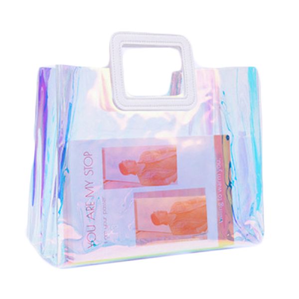 Großhandelsfrauen-kundenspezifische Strand-Plastikeinkaufstasche-durchsichtige PVC-Einkaufstasche
