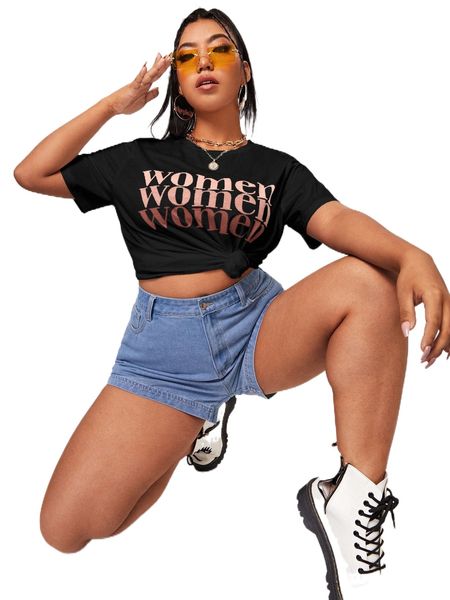 

plus letter graphic tee r0y1#, Black