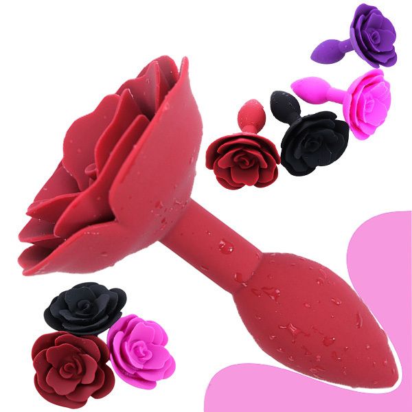 Fiore di rosa Plug anale Morbido silicone Dildo Coda di testa Massaggio prostatico Dilatatore Masturbatore sexy per adulti Acquista articoli di bellezza