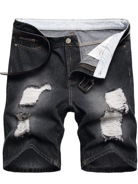 

men ripped denim shorts without belt b99c#, White;black