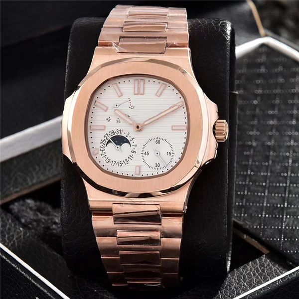 

2022040mm mens watch automatic movement calendar gold wristwacth kinetic energy 904l steel bracelet luminous water resistant master designer, Slivery;brown