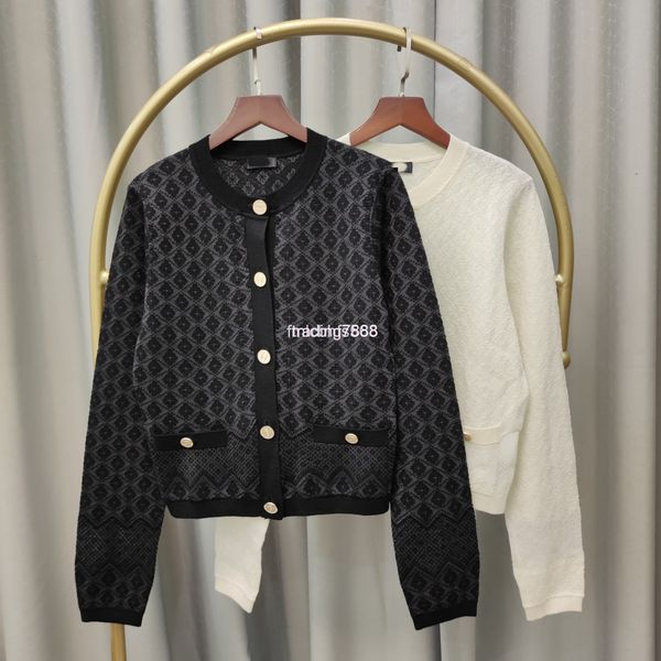 

women's knits & tees 21 autumn and winter cashmere xiangjia round neck cardigan black white metal button small fragrant plum blossom fi