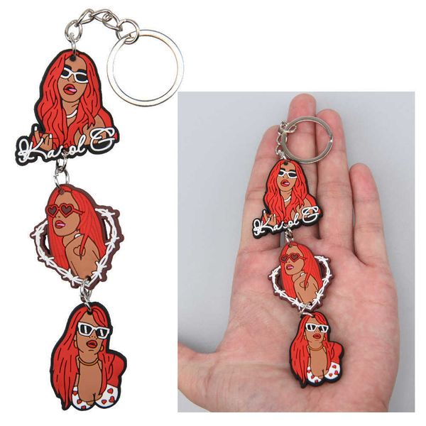 

new designer fashion style famous signer 2d bad bunny keychain karol g keychain light year buzz halloween decoration, White;pink