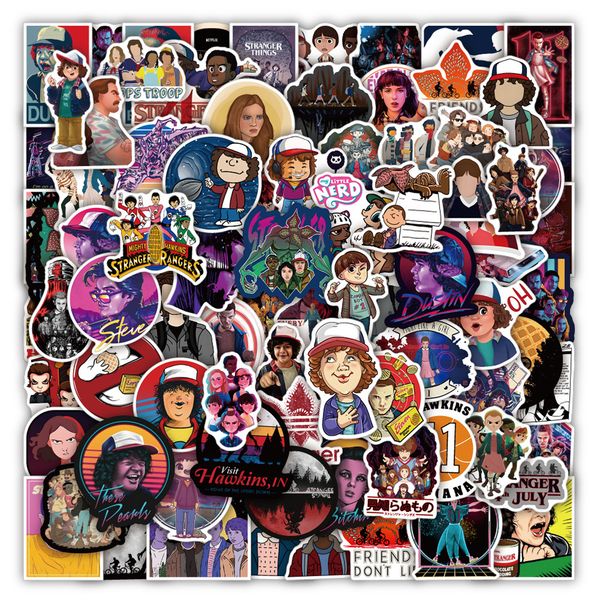 

pack of 100pcs wholesale stranger things stickers no-duplicate for luggage skateboard notebook helmet water bottle phone car decals
