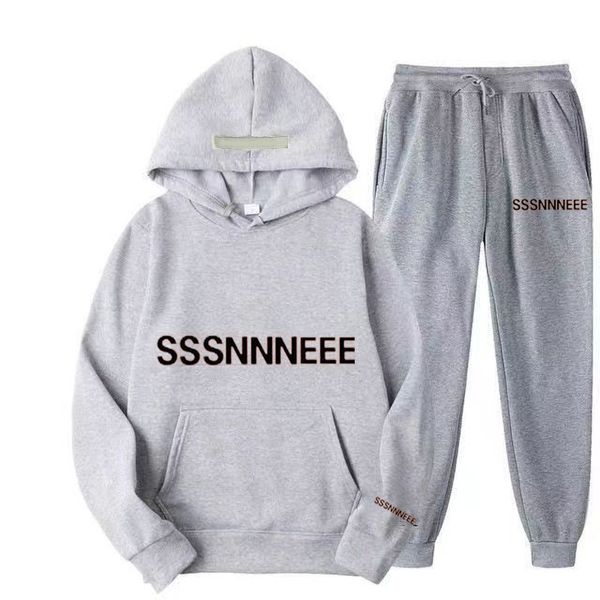

men's set women sweatshirts suits 3d letters printed tracksuit sets mens sport sweater hoodies tracksuits two piece suits sweat suit s-, Gray