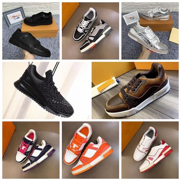 

men designer shoes brown trainers flowers shoe popular luxury designers genuine leather chaussures casual sneakers wholesale beauty, Black