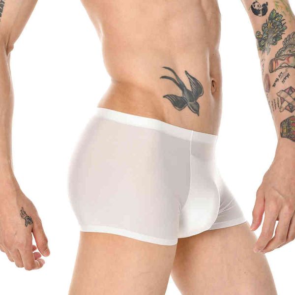 Sexy Boxershorts für Herren, weich, atmungsaktiv, halbtransparent, männliche Unterwäsche, durchsichtiges Höschen, bequeme transparente Mesh-Dessous G220419