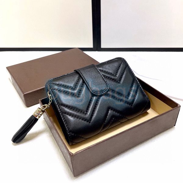 

womens designer wallet fashion short coin purse luxury multiple card slot wallets keychain card holder black handbag, Red;black