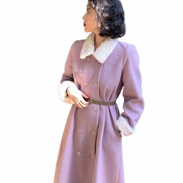 

women's wool & blends coat winter 2021 autumn and fashion elegant double breasted slim long woolen outerwear female r0nj#, Black
