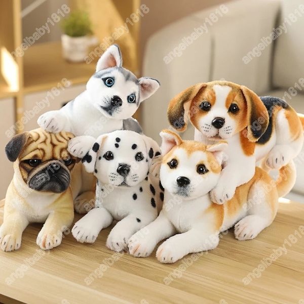 Alta Qualidade 30cm simulação cão brinquedo de pelúcia pelúcia lifelike shiba inu dalmatian pug cachorro cachorro boneca casa decoração de casa de aniversário infantil