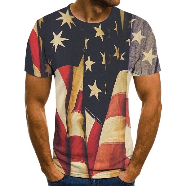 

men's tee t shirt shirt 3d print american flag independence day national flag round neck daily print short sleeve comfortable big and, White;black