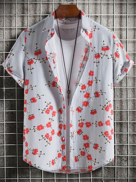 

men allover floral print shirt without tee k8rq#, White;black