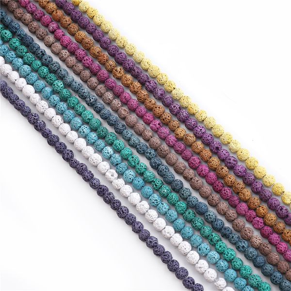 

loose 6mm rock lava stone round beads for making jewelry necklace bracelet earrings rings craft healing raw volcanic gemstone quartz, Black