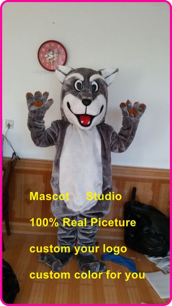 

mascot doll costumegrey wolf mascot coyote werewolf costume custom fancy costume anime kit mascotte theme fancy dress carnival costume40148, Red;yellow