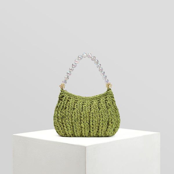 

evening bags fashion handmade woven bag beaded single shoulder underarm casual handbag women's customized green for women 2022