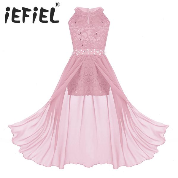 

chiffon flower girls dress sleeveless wedding party embroidery girl princess pageant, Red;yellow