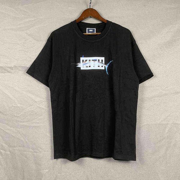 

summer oversized kith tshirts tuna hd print loose casual men women shirt 1 rs13, White;black