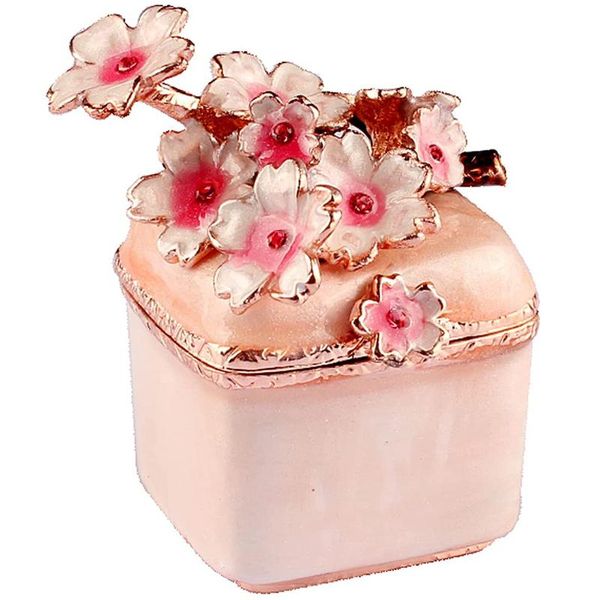 Cherry Blossom Storage Box for Jewelry & Keepsakes - Elegant Home & Office Decor Organizer, Gift Idea with Tiny Figurines.