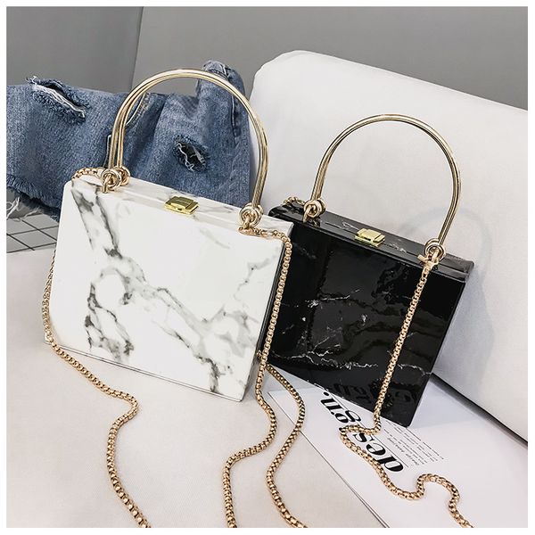 

spring and summer models bag marble grain crossbody bag printed handbag small square three-dimensional female