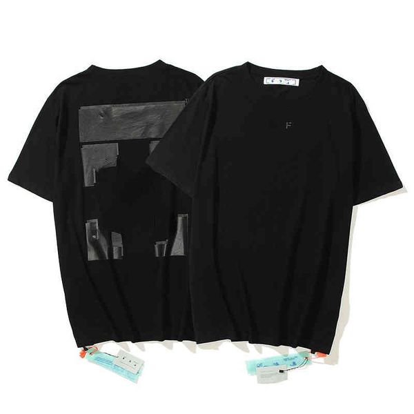 

chao brand ow offset double shadow arrow dark youth t-shirt casual cotton loose black short sleeve, White;black