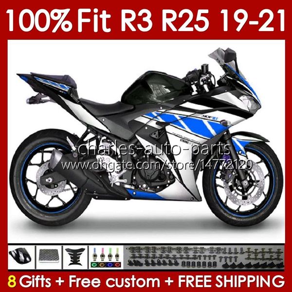 Carenature OEM per YAMAHA YZF R 3 25 YZFR3 YZFR25 2019 2020 2021 Corpo 141No.84 100% Fit YZF-R3 YZF-R25 2019-2021 Telaio R3 R25 19 20 21 Kit carrozzeria per stampi ad iniezione blu argentato