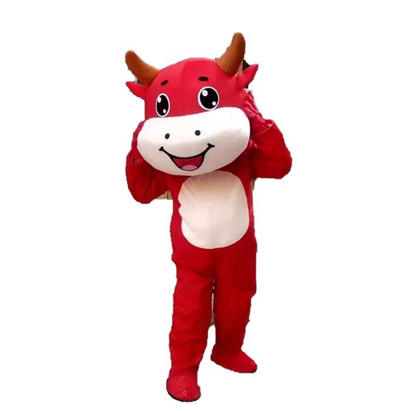 Vaca Red Mascot Trajes Halloween Festa Dos Desenhos Animados Personagem De Banda Desenhada Carnaval Xmas Páscoa Publicidade Publicidade Festa de Aniversário Fato Roupa