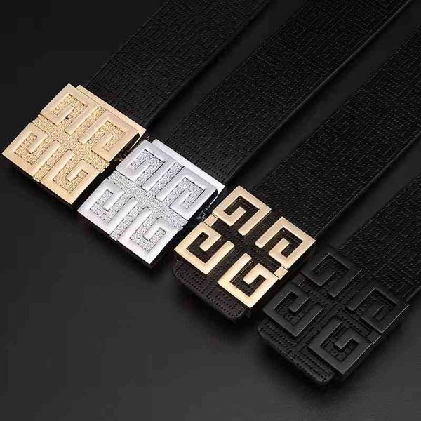 

belts jijia men's hollow leather embossed smooth buckle business casual, Black;brown