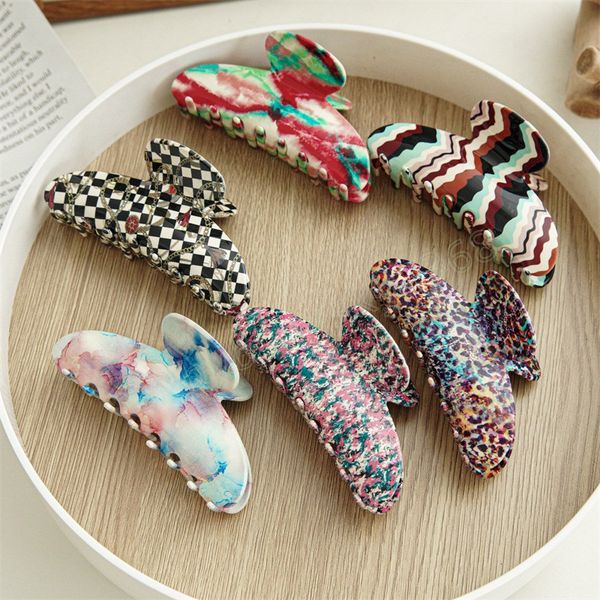 

simple large size acetate hair claws vintage half round hair clip geometric bath clips minimalist hair accessories, Slivery;white