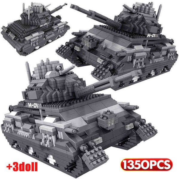 Stücke Mini Blöcke Militär Armee Tank Modell Bausteine Soldat Zahlen Bricks Sets WW Pädagogisches Spielzeug Für Kinder J220624